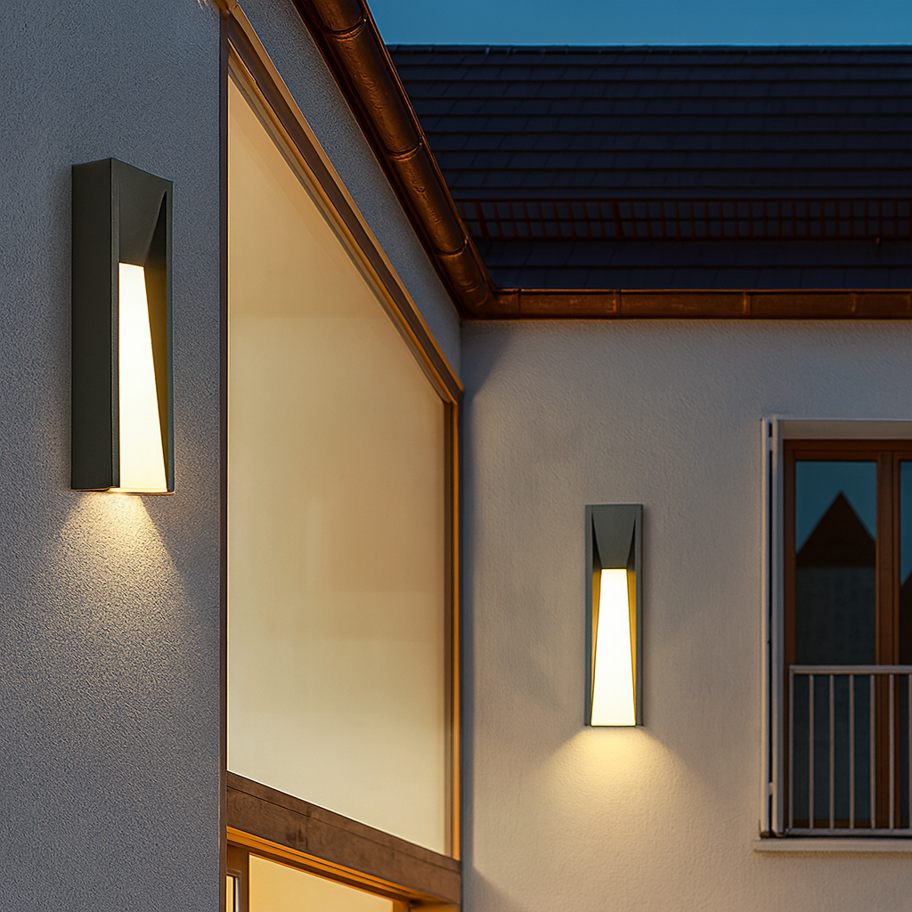 Modern Outdoor Wall Lamp, Black Aluminum Exterior Lighting for Porch and Garden – LED, Available in Multiple Sizes and Color Temperatures
