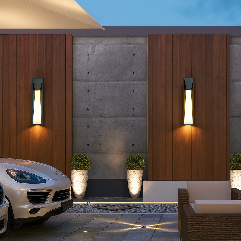 Modern Outdoor Wall Lamp, Black Aluminum Exterior Lighting for Porch and Garden – LED, Available in Multiple Sizes and Color Temperatures