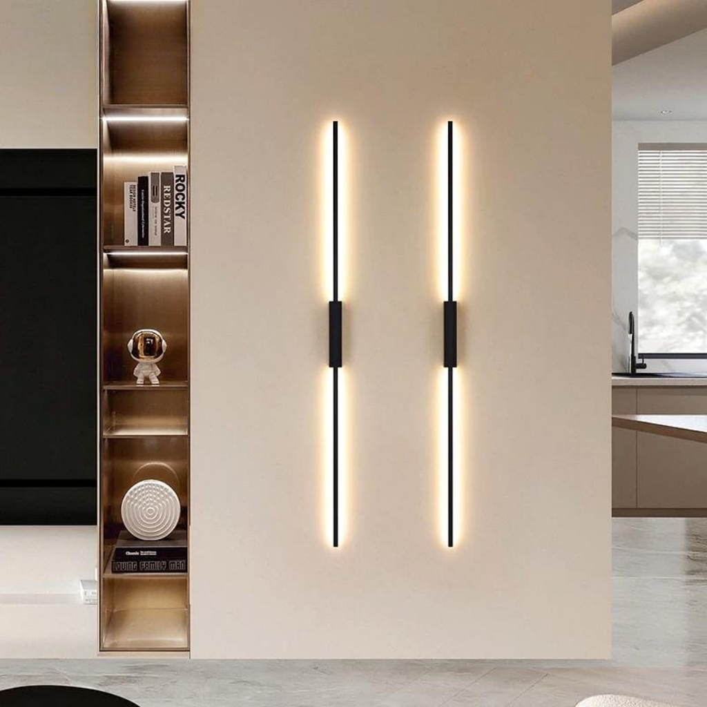 Minimalist Black Wall Sconce – LED Wall Lamp for Bedroom and Living Room, Space-Saving Indoor Wall Lights