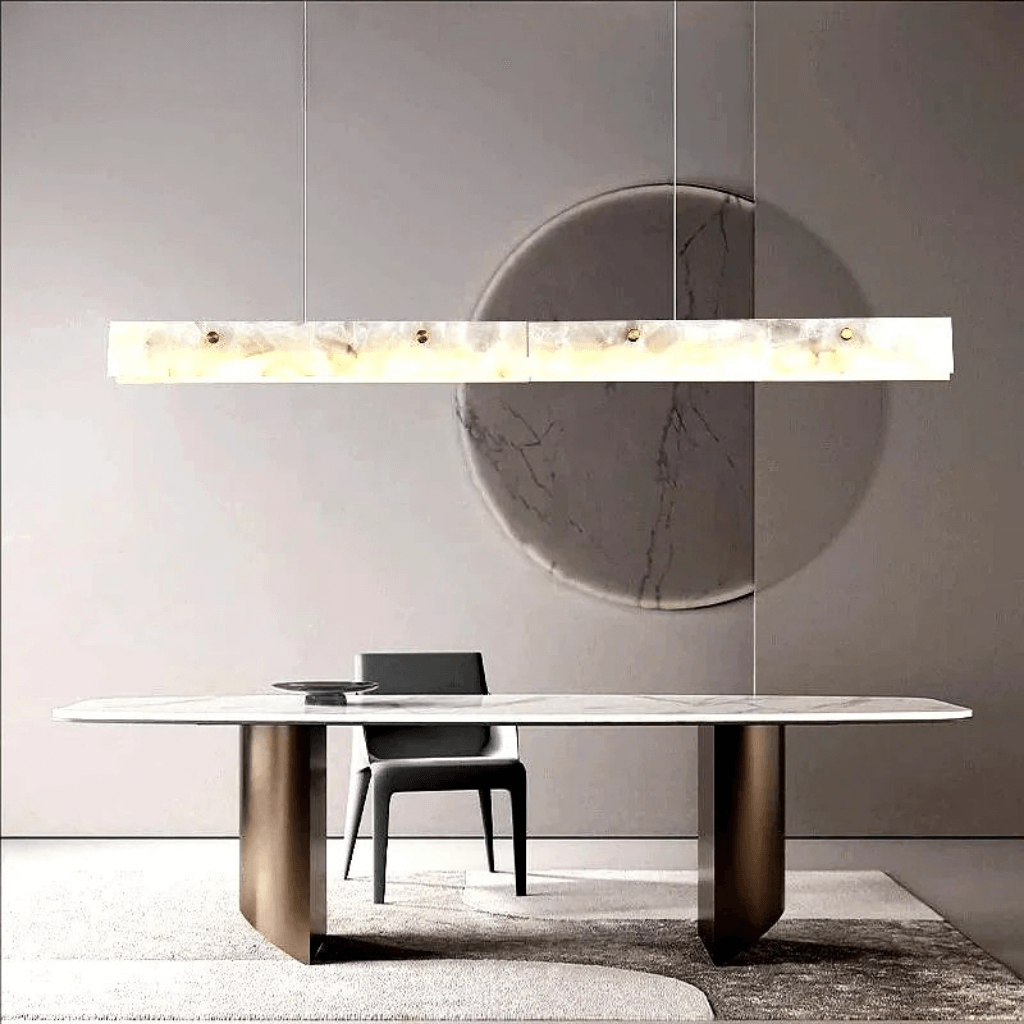 Modern LED Pendant Light with Natural Marble Finish for Kitchen Island and Dining Room – Adjustable Height, Energy-Efficient Lighting