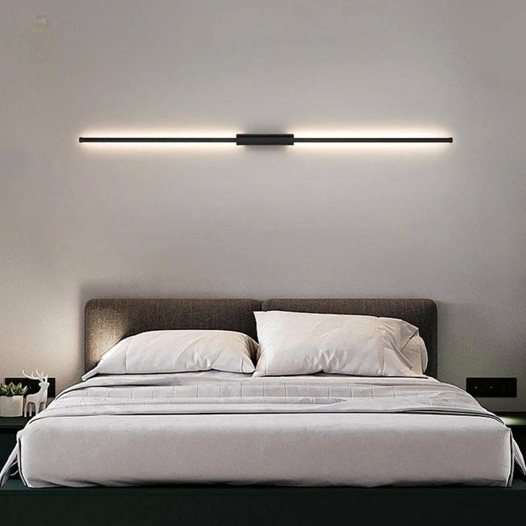 Minimalist Black Wall Sconce – LED Wall Lamp for Bedroom and Living Room, Space-Saving Indoor Wall Lights
