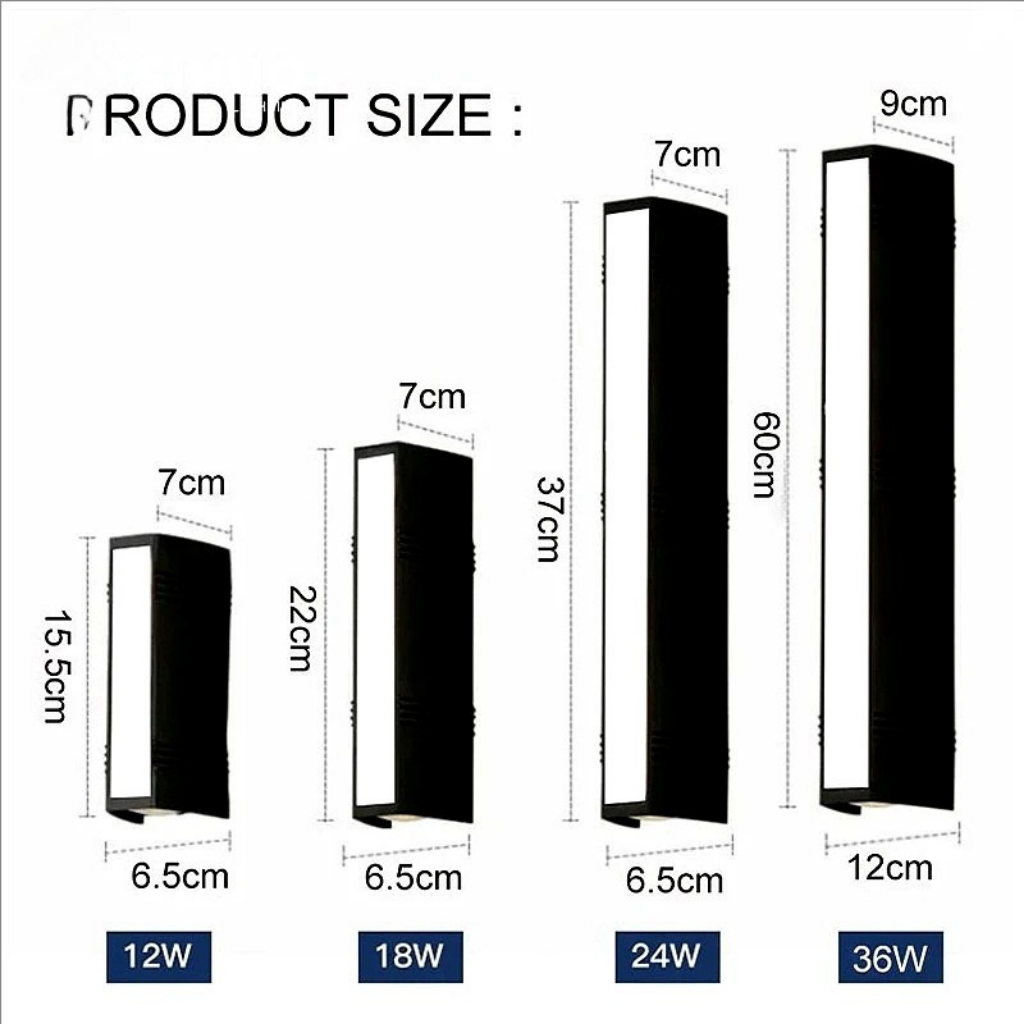 Modern Waterproof Outdoor Wall Light – Black Aluminum LED Sconce for Garden and Porch, IP65 Rated