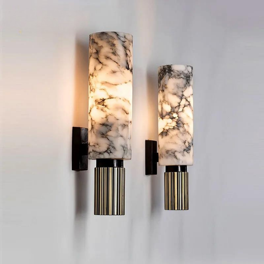 Luxury Marble Wall Sconce – 15.7 Wall Lamp for Living Room and Bedroom Lighting, E27 Socket