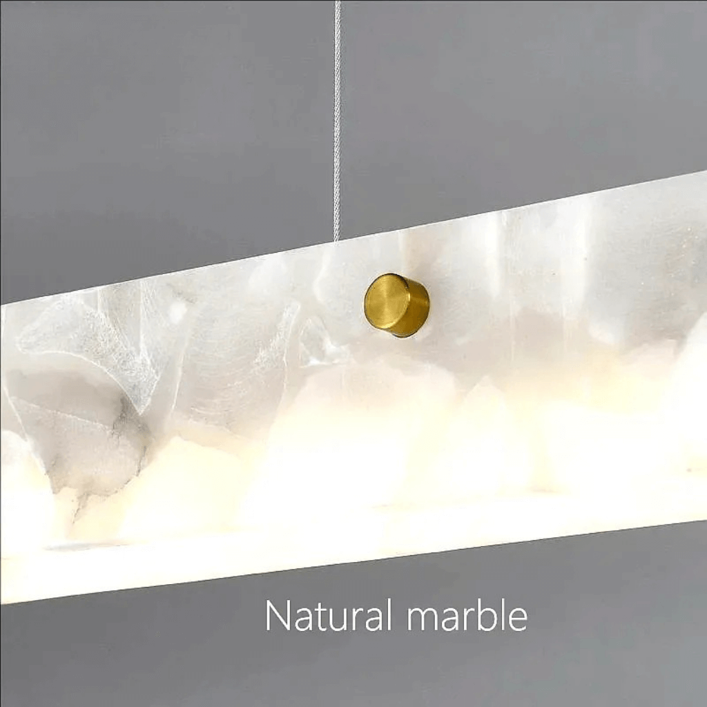Modern LED Pendant Light with Natural Marble Finish for Kitchen Island and Dining Room – Adjustable Height, Energy-Efficient Lighting