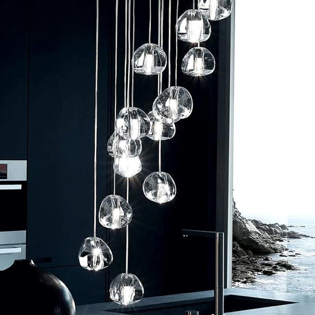 Adjustable Crystal Chandelier Light Pendant for Home and Restaurant Decor – Elegant Clear and Chrome Finish