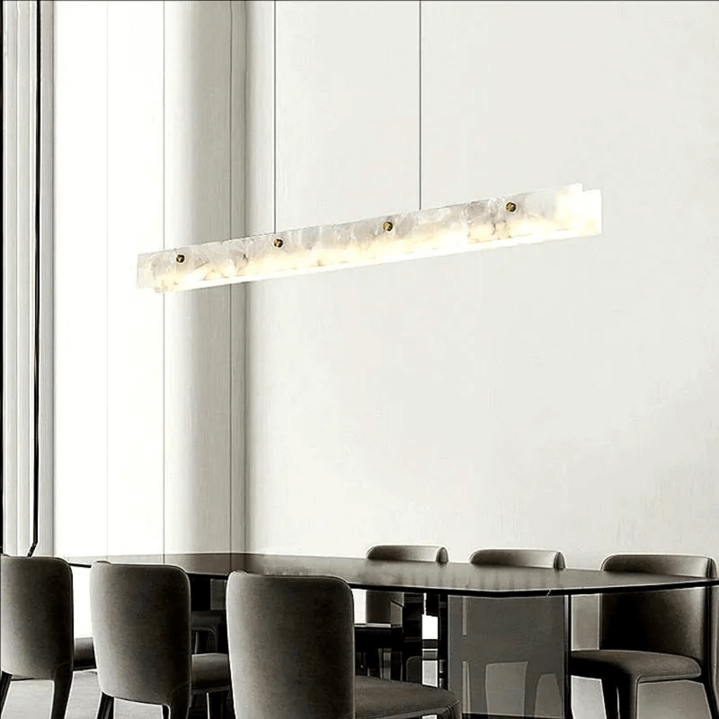 Modern LED Pendant Light with Natural Marble Finish for Kitchen Island and Dining Room – Adjustable Height, Energy-Efficient Lighting
