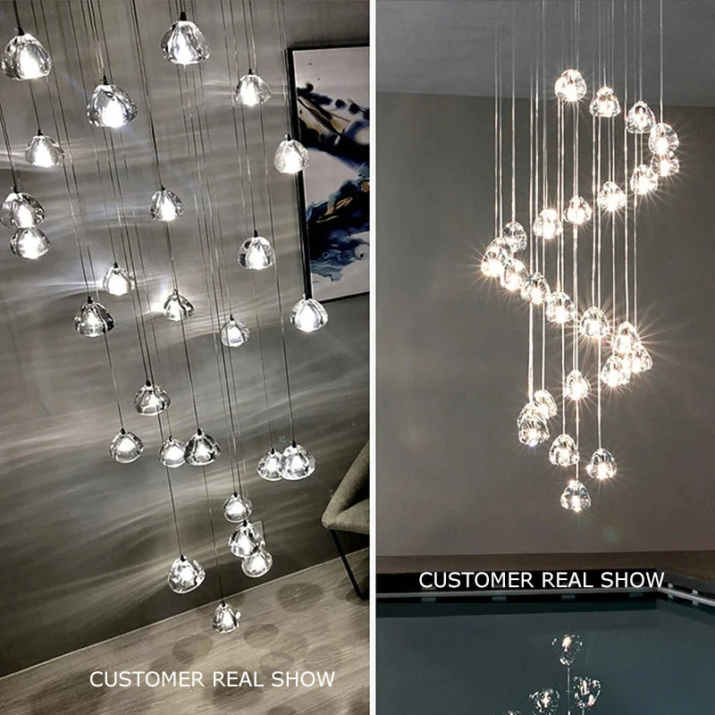 Adjustable Crystal Chandelier Light Pendant for Home and Restaurant Decor – Elegant Clear and Chrome Finish 2