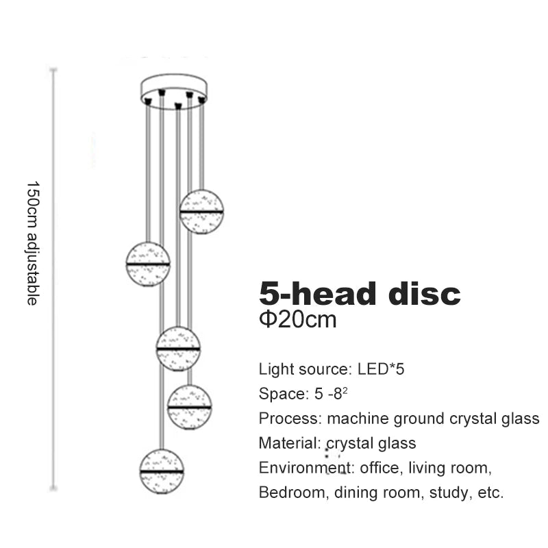Elegant Crystal Glass Pendant Light with Adjustable Cable for Kitchen and Indoor Spaces – Modern Hanging Lights 10