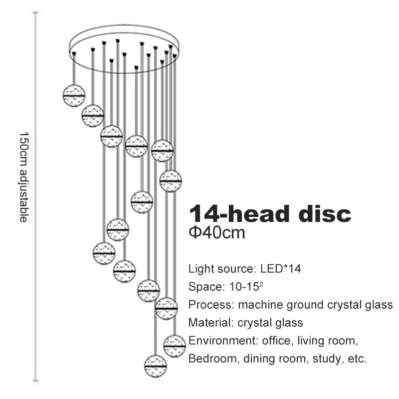 Elegant Crystal Glass Pendant Light with Adjustable Cable for Kitchen and Indoor Spaces – Modern Hanging Lights 15