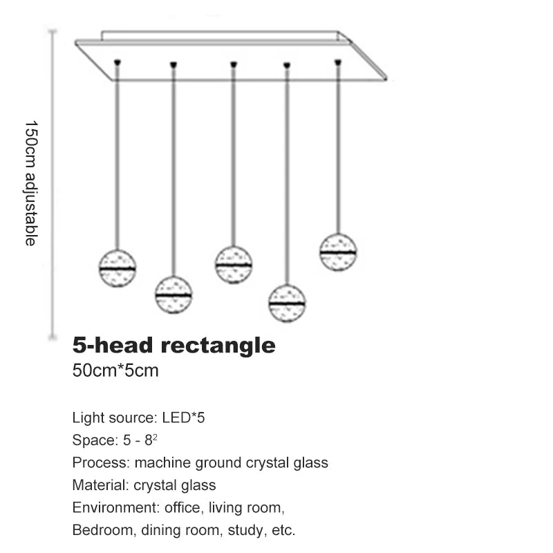 Elegant Crystal Glass Pendant Light with Adjustable Cable for Kitchen and Indoor Spaces – Modern Hanging Lights 16