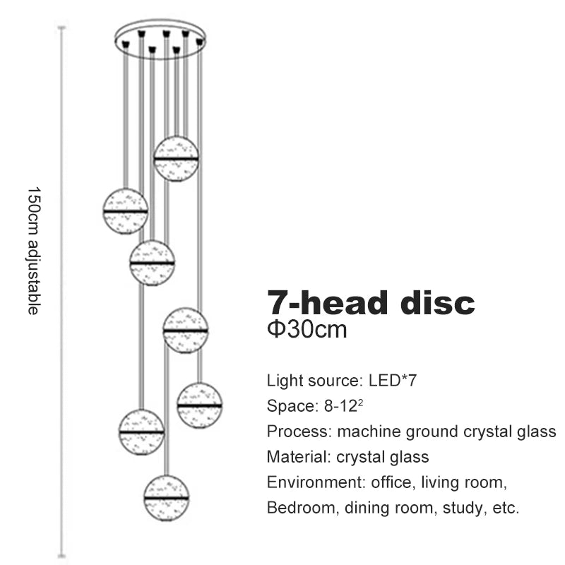 Elegant Crystal Glass Pendant Light with Adjustable Cable for Kitchen and Indoor Spaces – Modern Hanging Lights 17