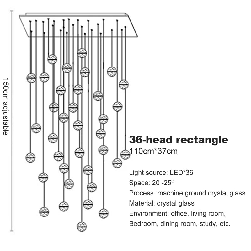 Elegant Crystal Glass Pendant Light with Adjustable Cable for Kitchen and Indoor Spaces – Modern Hanging Lights 18
