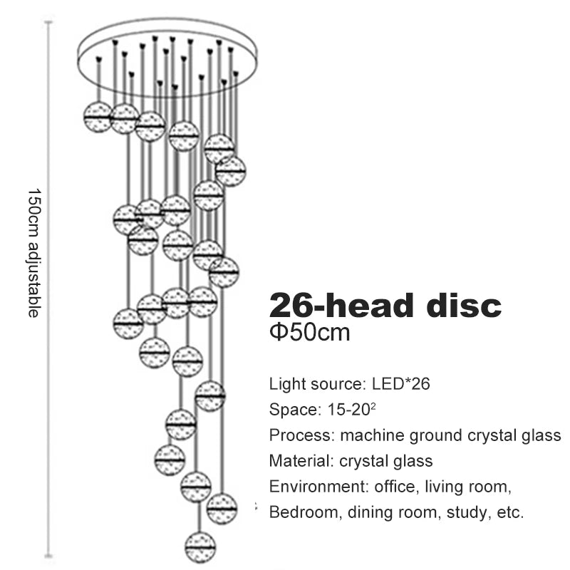 Elegant Crystal Glass Pendant Light with Adjustable Cable for Kitchen and Indoor Spaces – Modern Hanging Lights 19