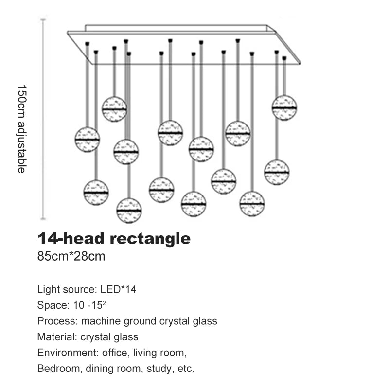 Elegant Crystal Glass Pendant Light with Adjustable Cable for Kitchen and Indoor Spaces – Modern Hanging Lights 21
