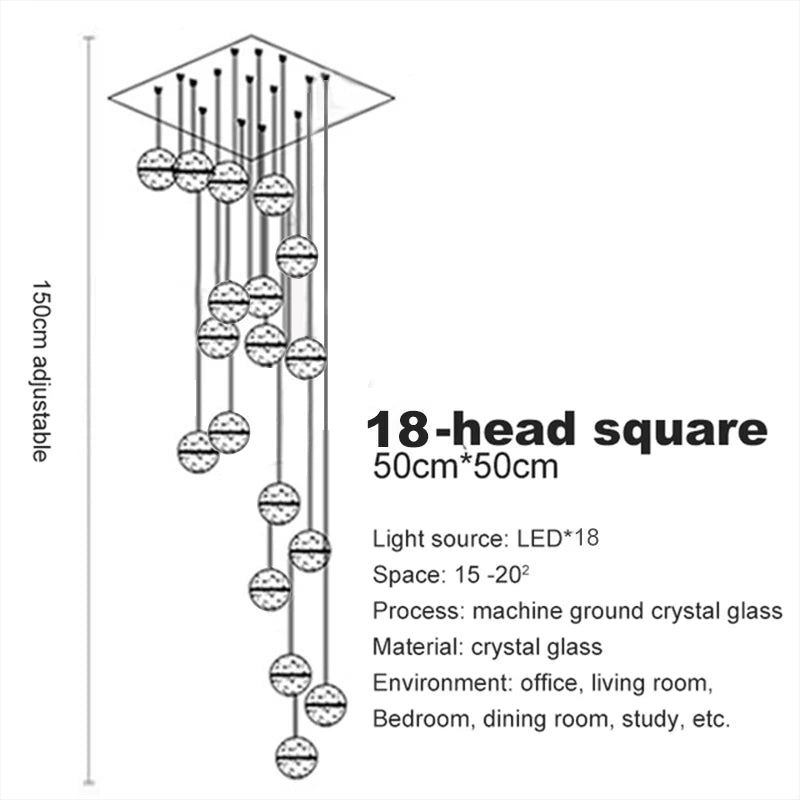 Elegant Crystal Glass Pendant Light with Adjustable Cable for Kitchen and Indoor Spaces – Modern Hanging Lights 22
