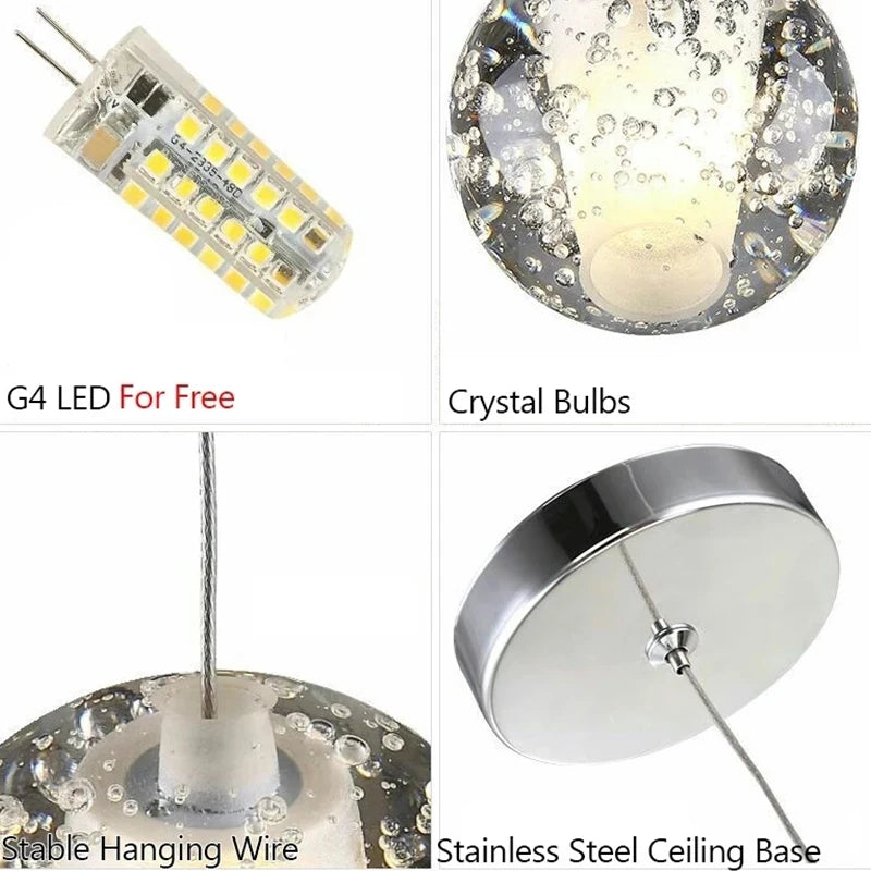 Elegant Crystal Glass Pendant Light with Adjustable Cable for Kitchen and Indoor Spaces – Modern Hanging Lights 5