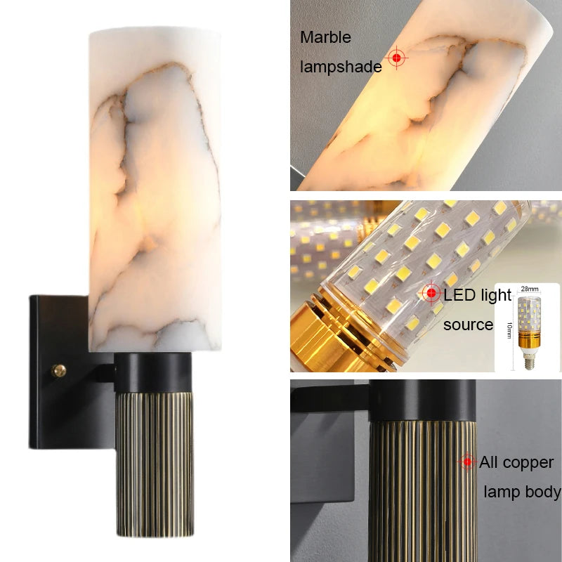 Luxury Marble Wall Sconce – 15.7 Wall Lamp for Living Room and Bedroom Lighting, E27 Socket 5