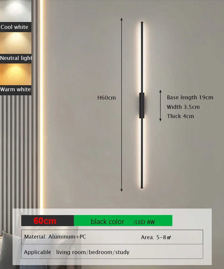 Minimalist Black Wall Sconce – LED Wall Lamp for Bedroom and Living Room, Space-Saving Indoor Wall Lights 11