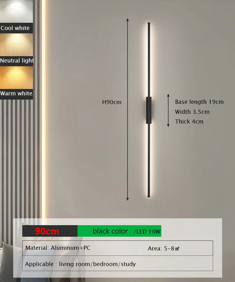 Minimalist Black Wall Sconce – LED Wall Lamp for Bedroom and Living Room, Space-Saving Indoor Wall Lights 12