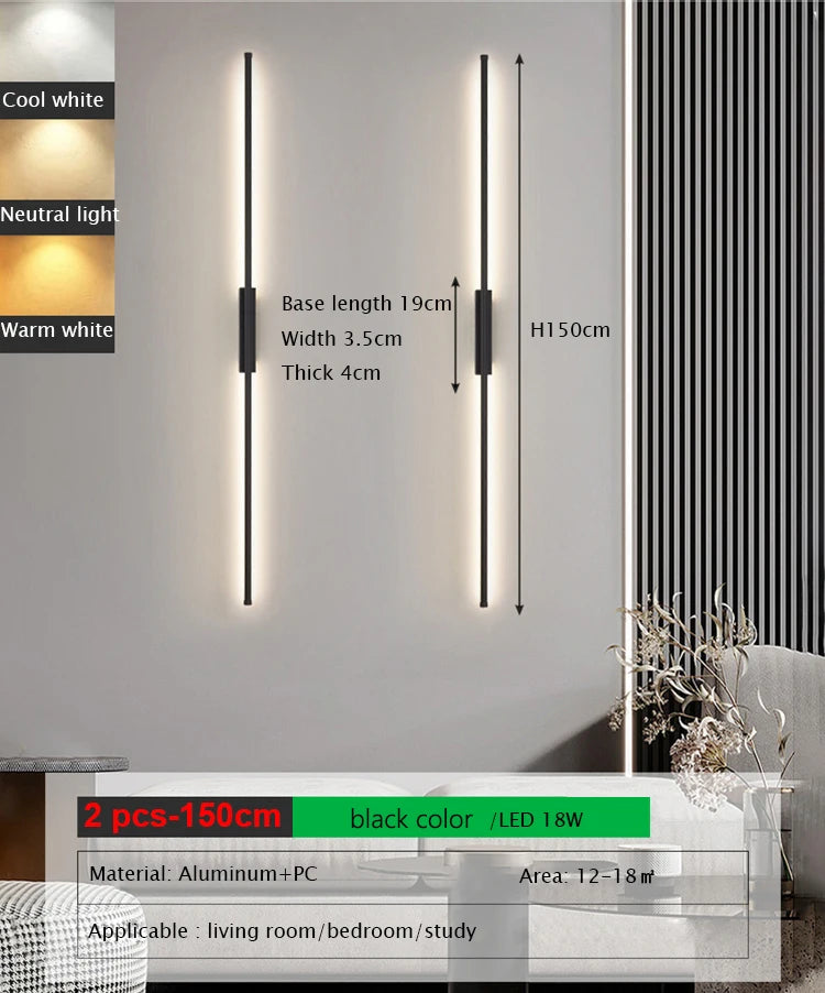Minimalist Black Wall Sconce – LED Wall Lamp for Bedroom and Living Room, Space-Saving Indoor Wall Lights 6