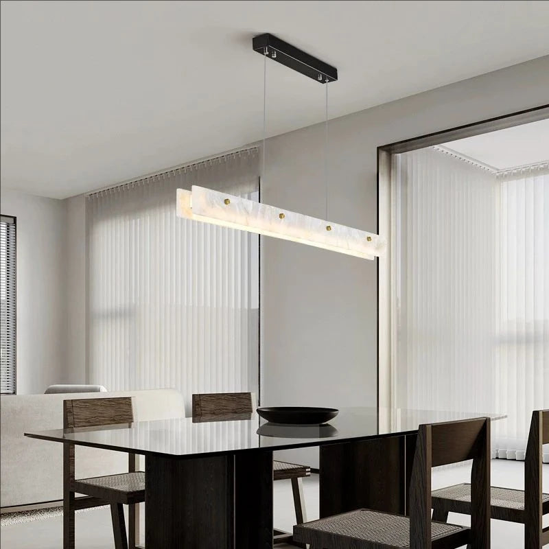 Modern LED Pendant Light with Natural Marble Finish for Kitchen Island and Dining Room – Adjustable Height, Energy-Efficient Lighting 2