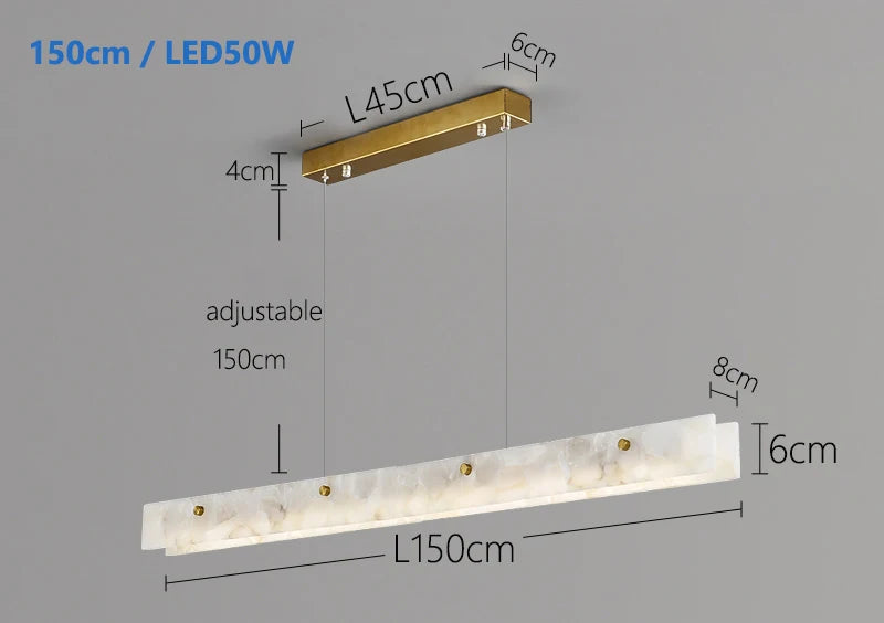 Modern LED Pendant Light with Natural Marble Finish for Kitchen Island and Dining Room – Adjustable Height, Energy-Efficient Lighting 8