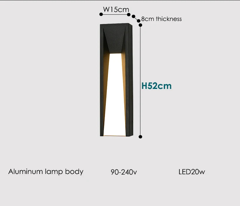 Modern Outdoor Wall Lamp, Black Aluminum Exterior Lighting for Porch and Garden – LED, Available in Multiple Sizes and Color Temperatures 6