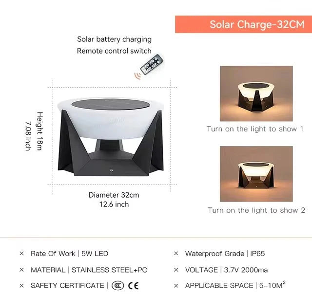Solar Post Light for Outdoor Use – IP65 Waterproof 3000K Warm White LED Garden Lights 6