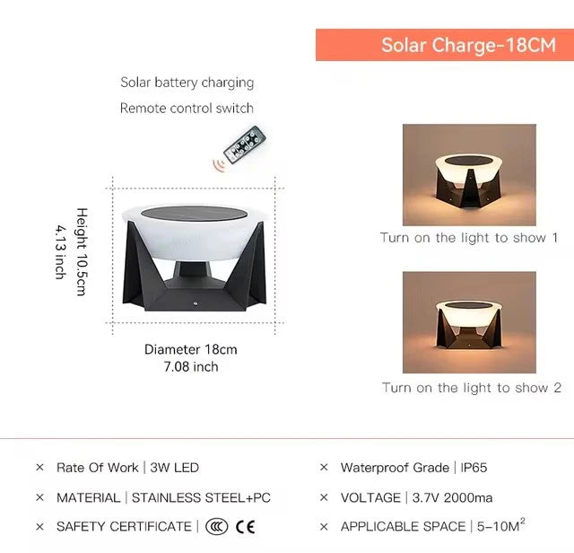 Solar Post Light for Outdoor Use – IP65 Waterproof 3000K Warm White LED Garden Lights 7