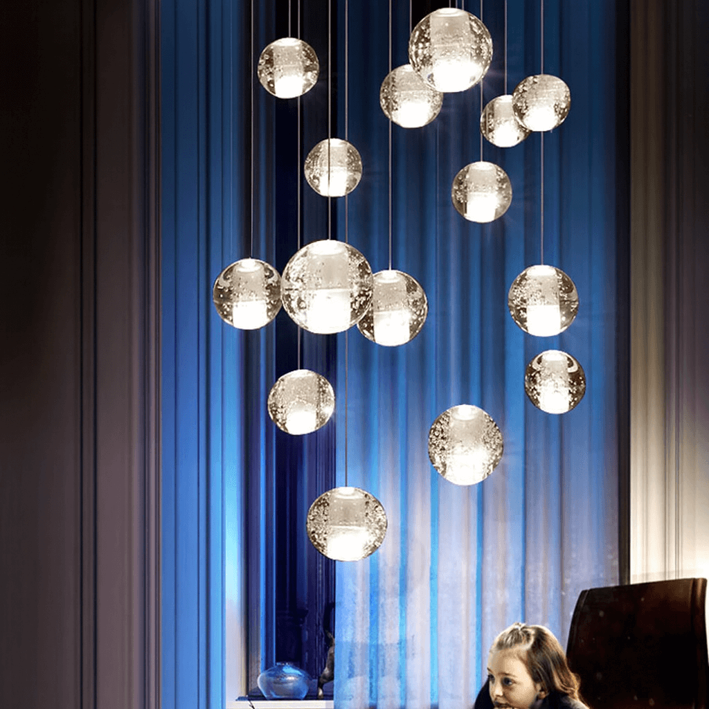 Elegant Crystal Glass Pendant Light with Adjustable Cable for Kitchen and Indoor Spaces – Modern Hanging Lights