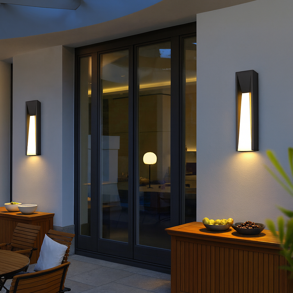 Modern Outdoor Wall Lamp, Black Aluminum Exterior Lighting for Porch and Garden – LED, Available in Multiple Sizes and Color Temperatures