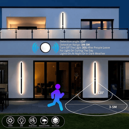 Outdoor Motion Sensor Wall Light - IP65 Waterproof LED Garden Wall Lantern for Villa and Garage