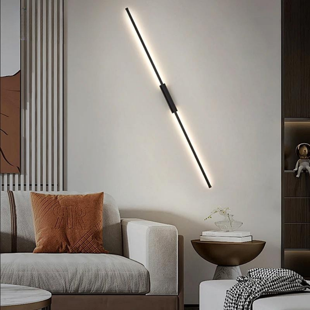Minimalist Black Wall Sconce – LED Wall Lamp for Bedroom and Living Room, Space-Saving Indoor Wall Lights