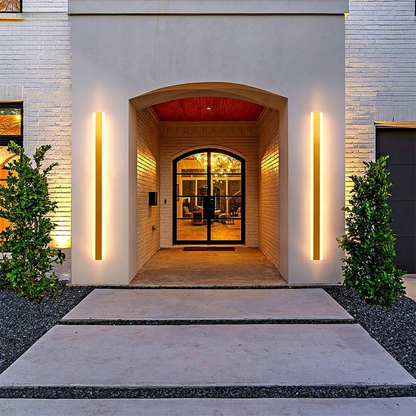 LED Outdoor Wall Lights – Modern Black and Gold Wall Lantern for Garage and Porch, Energy Efficient Exterior Wall Lamp