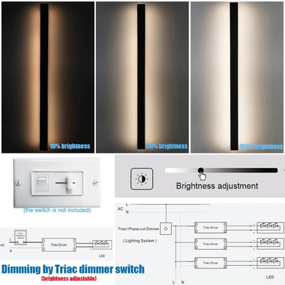 Black Outdoor Wall Lantern with Dimmer Switch – Adjustable Brightness Exterior Wall Light for Garden and Porch