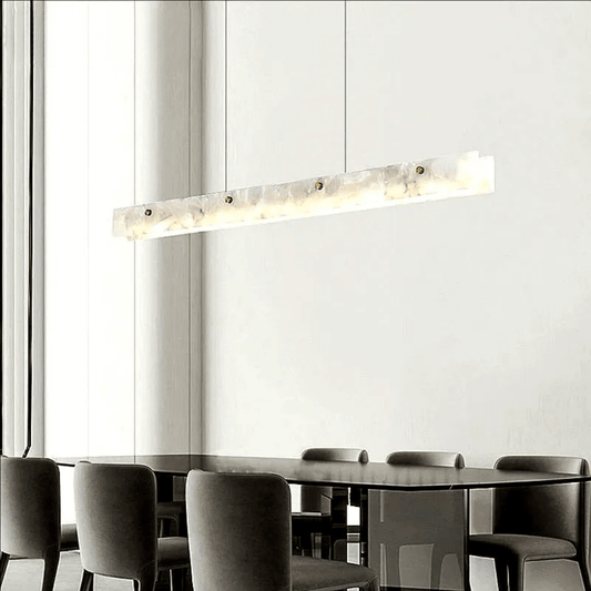 Modern LED Pendant Light with Natural Marble Finish for Kitchen Island and Dining Room – Adjustable Height, Energy-Efficient Lighting