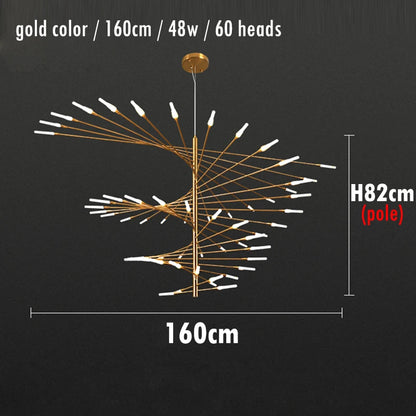 Adjustable Black and Gold LED Chandelier – Modern Firework Shape Lighting Fixture for Living Room and Kitchen 5