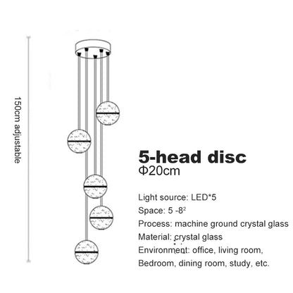 Elegant Crystal Glass Pendant Light with Adjustable Cable for Kitchen and Indoor Spaces – Modern Hanging Lights 10