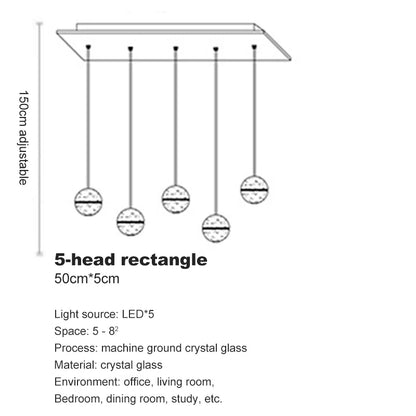 Elegant Crystal Glass Pendant Light with Adjustable Cable for Kitchen and Indoor Spaces – Modern Hanging Lights 16