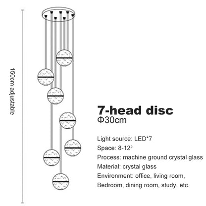 Elegant Crystal Glass Pendant Light with Adjustable Cable for Kitchen and Indoor Spaces – Modern Hanging Lights 17