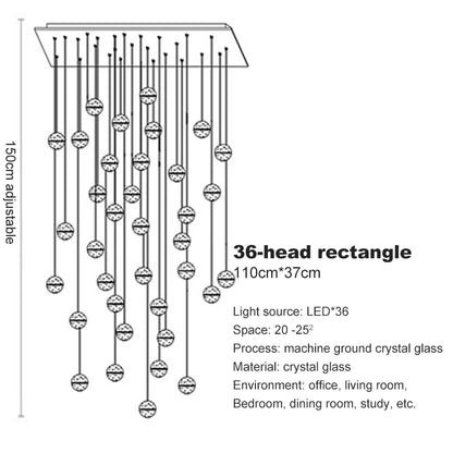 Elegant Crystal Glass Pendant Light with Adjustable Cable for Kitchen and Indoor Spaces – Modern Hanging Lights 18