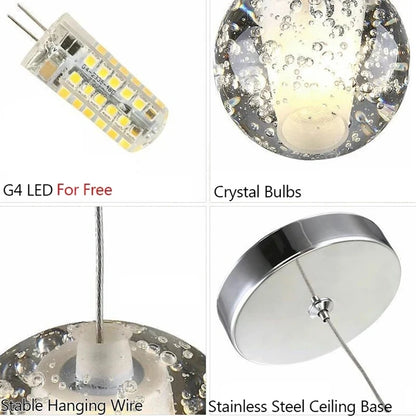 Elegant Crystal Glass Pendant Light with Adjustable Cable for Kitchen and Indoor Spaces – Modern Hanging Lights 5